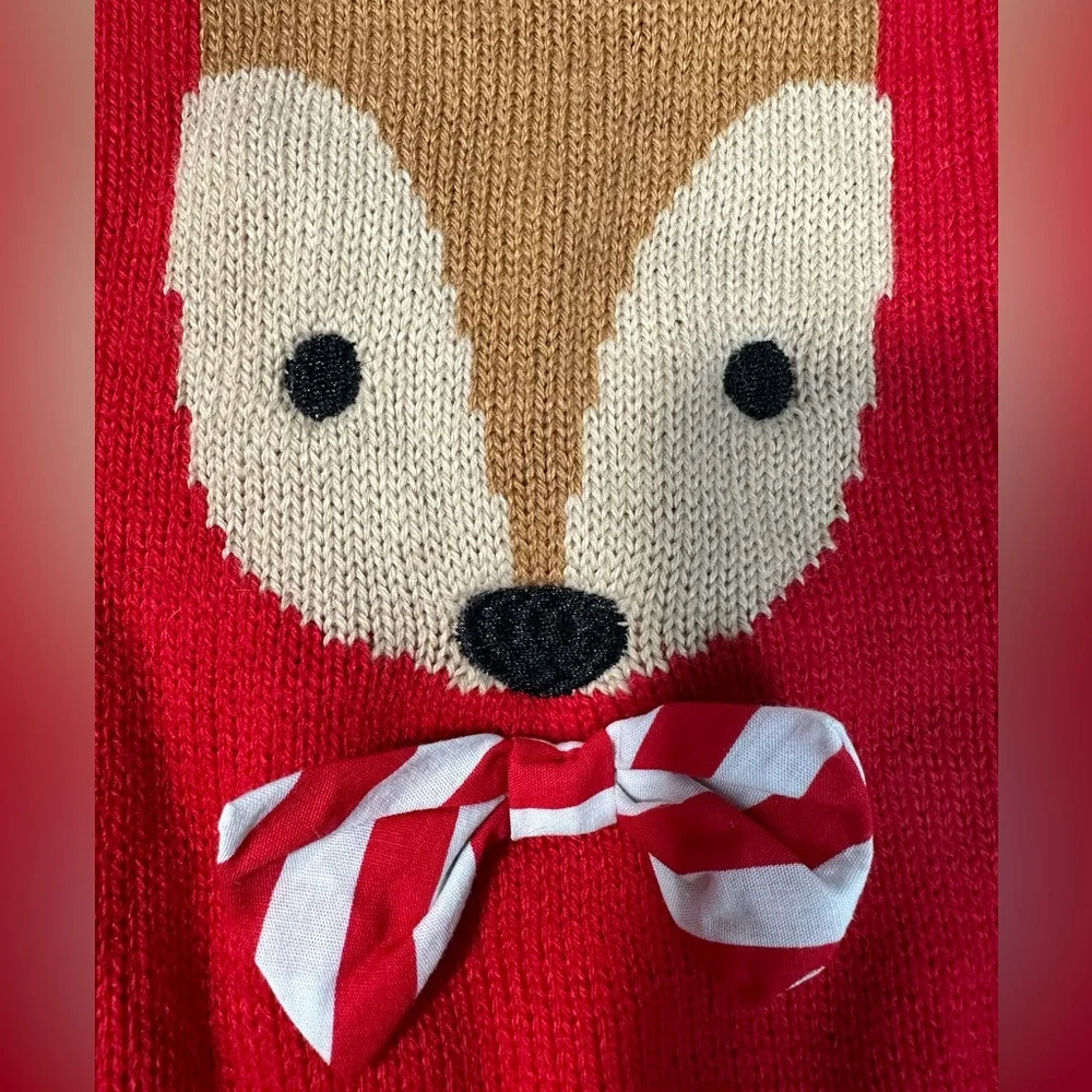 REINDEER BOWTIE Marbled Knit Sweater Dog Size Large - Picture 2 of 7